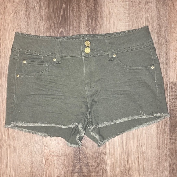 Olive Green Ripped Shorts - Picture 1 of 4